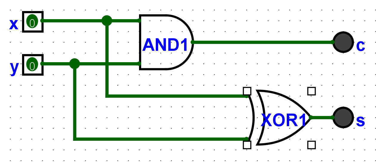 The completed circuit with labels.